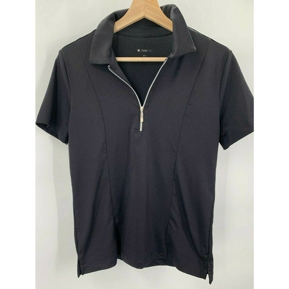 Spanner Womens Size S Small 1/4 Zip Golf Polo T-Shirt Short Sleeves Logo Black - Picture 1 of 7